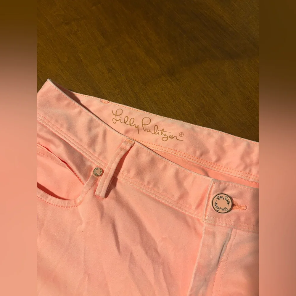 Lilly Pulitzer Worth Skinny Cheeky Melon Peach SATEEN Pants Jeans 14 - Picture 2 of 8
